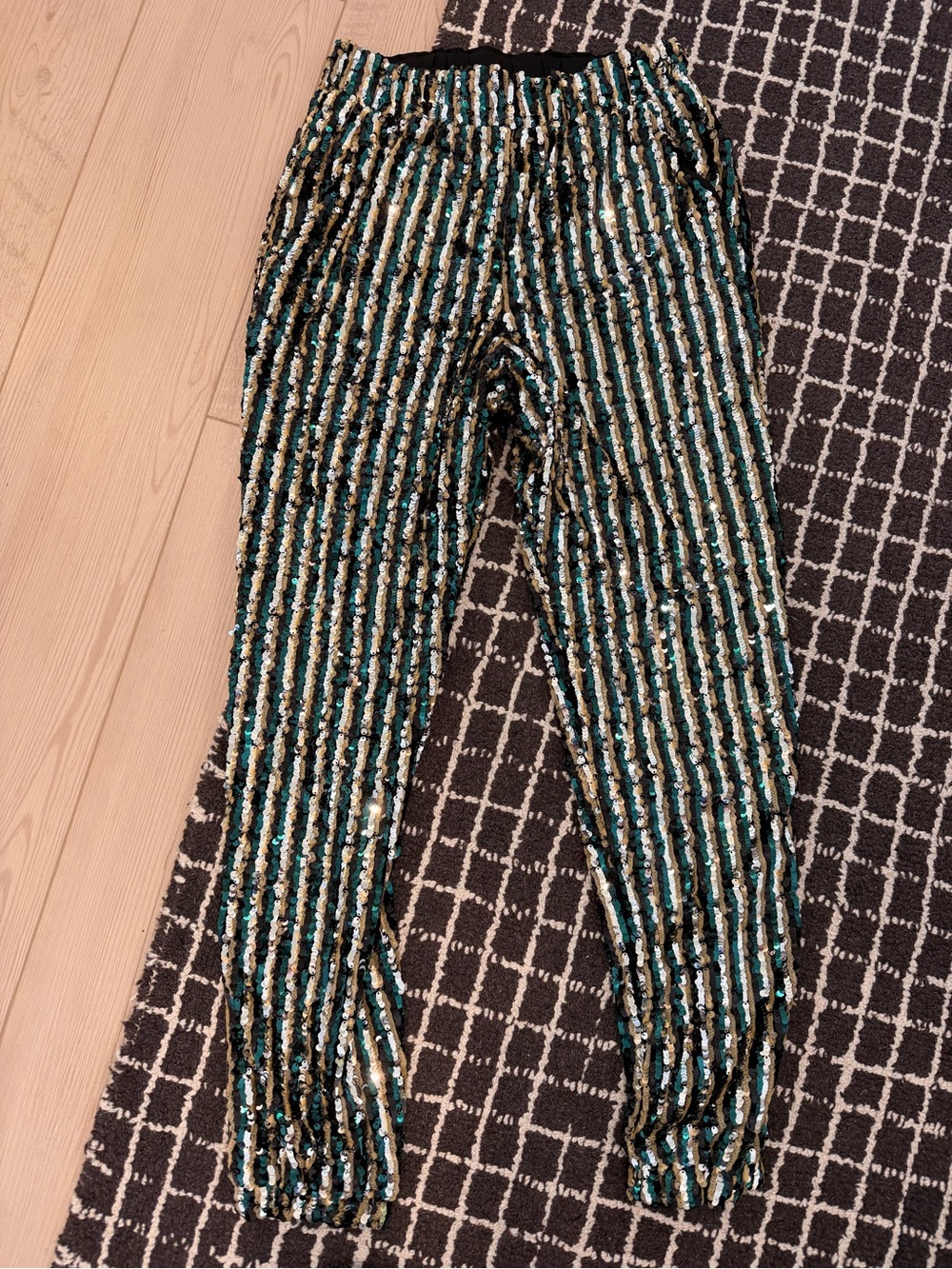 Tularosa Black, Green & Cream Striped Jogger Pants